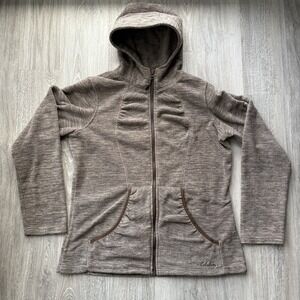 Cabelas Womens Fleece Hoodie Jacket S Brown Heather Full Zip Pockets